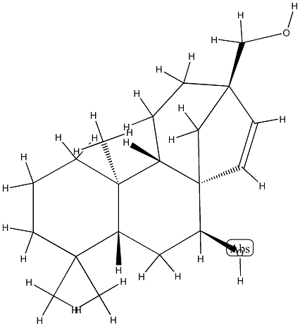 (8β,13R)-7β-Hydroxy-17-norkaur-15-ene-13-methanol Struktur