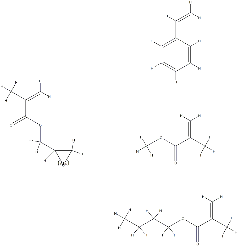 2-Propenoic acid, 2-methyl-, butyl ester, polymer with ethenylbenzene, methyl 2-methyl-2-propenoate and oxiranylmethyl 2-methyl-2-propenoate Struktur