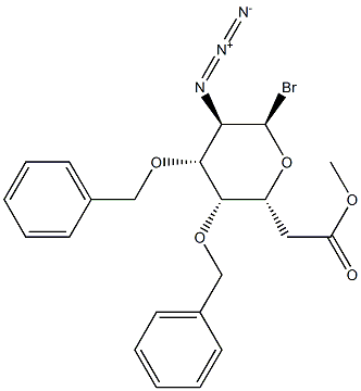 2-Azido-2-deoxy-3-O,4-O-dibenzyl-6-O-acetyl-α-D-glucopyranosyl bromide Struktur