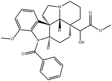 1-Benzoyl-20-hydroxy-17-methoxyaspidospermidin-21-oic acid methyl ester Struktur