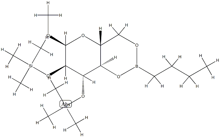 Methyl 2-O,3-O-bis(trimethylsilyl)-4-O,6-O-(butylboranediyl)-α-D-glucopyranoside Struktur