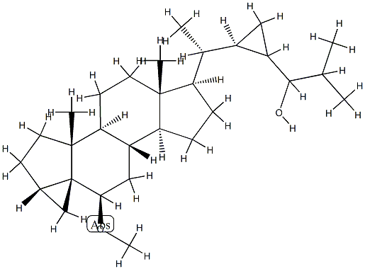 6β-Methoxy-3β,5α-cyclo-28,33-dinorgorgostan-24-ol Struktur