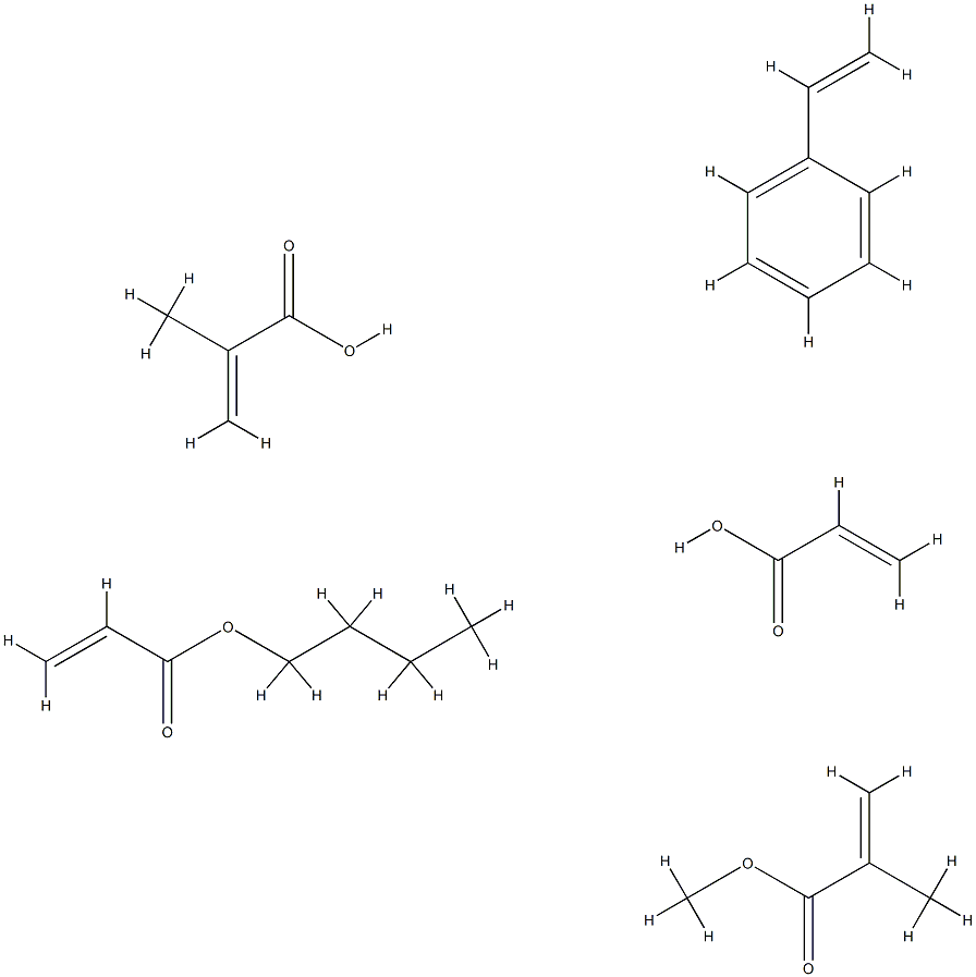 2-Propenoic acid, 2-methyl-, polymer with butyl 2-propenoate, ethenylbenzene, methyl 2-methyl-2-propenoate and 2-propenoic acid Struktur