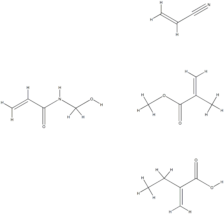 2-Propenoic acid, 2-methyl-, methyl ester, polymer with ethyl 2-propenoate, N-(hydroxymethyl)-2-propenamide and 2-propenenitrile Struktur