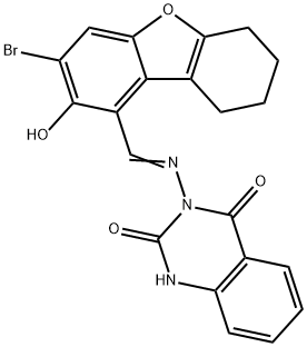 2,4(1H,3H)-Quinazolinedione,3-[[(3-bromo-6,7,8,9-tetrahydro-2-hydroxy-1-dibenzofuranyl)methylene]amino]-(9CI) Struktur