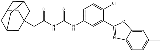 Tricyclo[3.3.1.13,7]decane-1-acetamide, N-[[[4-chloro-3-(6-methyl-2-benzoxazolyl)phenyl]amino]thioxomethyl]- (9CI) Struktur