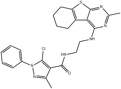 1H-Pyrazole-4-carboxamide,5-chloro-3-methyl-1-phenyl-N-[2-[(5,6,7,8-tetrahydro-2-methyl[1]benzothieno[2,3-d]pyrimidin-4-yl)amino]ethyl]-(9CI) Struktur