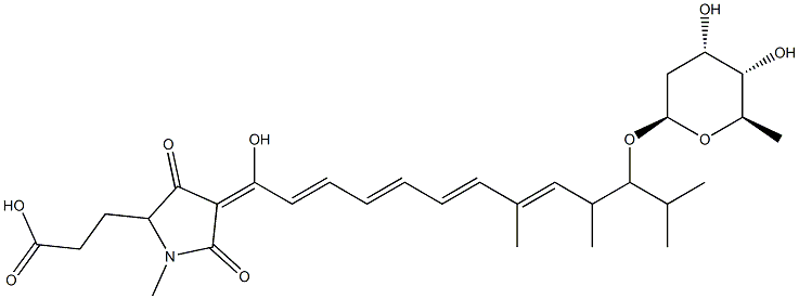 4-[11-[(2,6-Dideoxy-β-D-ribo-hexopyranosyl)oxy]-8,10,12-trimethyl-1-oxo-2,4,6,8-tridecatetrenyl]-2,5-dihydro-3-hydroxy-1-methyl-5-oxo-1H-pyrrole-2-propanoic acid Struktur