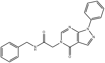 5H-Pyrazolo[3,4-d]pyrimidine-5-acetamide,1,4-dihydro-4-oxo-1-phenyl-N-(phenylmethyl)-(9CI) Struktur