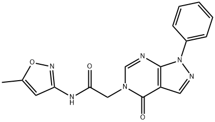 5H-Pyrazolo[3,4-d]pyrimidine-5-acetamide,1,4-dihydro-N-(5-methyl-3-isoxazolyl)-4-oxo-1-phenyl-(9CI) Struktur