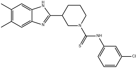 1-Piperidinecarbothioamide,N-(3-chlorophenyl)-3-(5,6-dimethyl-1H-benzimidazol-2-yl)-(9CI) Struktur