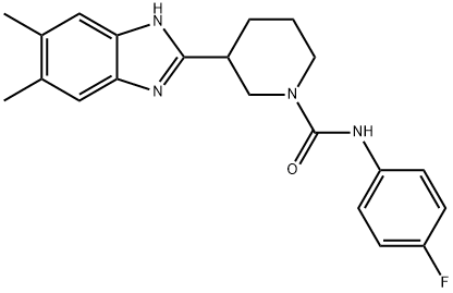 1-Piperidinecarboxamide,3-(5,6-dimethyl-1H-benzimidazol-2-yl)-N-(4-fluorophenyl)-(9CI) Struktur