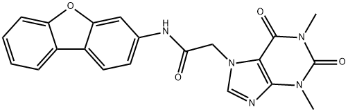 7H-Purine-7-acetamide,N-dibenzofuran-3-yl-1,2,3,6-tetrahydro-1,3-dimethyl-2,6-dioxo-(9CI) Struktur