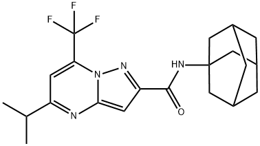 Pyrazolo[1,5-a]pyrimidine-2-carboxamide, 5-(1-methylethyl)-N-tricyclo[3.3.1.13,7]dec-1-yl-7-(trifluoromethyl)- (9CI) Struktur