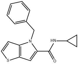 4H-Thieno[3,2-b]pyrrole-5-carboxamide,N-cyclopropyl-4-(phenylmethyl)-(9CI) Struktur