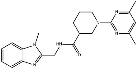 3-Piperidinecarboxamide,1-(4,6-dimethyl-2-pyrimidinyl)-N-[(1-methyl-1H-benzimidazol-2-yl)methyl]-(9CI) Struktur