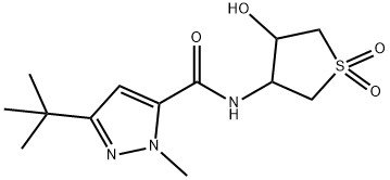 1H-Pyrazole-5-carboxamide,3-(1,1-dimethylethyl)-1-methyl-N-(tetrahydro-4-hydroxy-1,1-dioxido-3-thienyl)-(9CI) Struktur