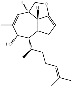 (5S)-5β-[(R)-1,5-Dimethyl-4-hexenyl]-4,5,6,6aβ,8aα,8bα-hexahydro-2H-azuleno[1,8-bc]furan-6β-ol Struktur