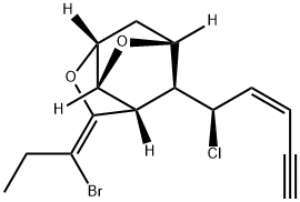 (2R,7S)-2,3,3aα,5,6,6aα-Hexahydro-5-[(E)-1-bromopropylidene]-7-[(R,Z)-1-chloro-2-penten-4-ynyl]-2β,6β-methanofuro[3,2-b]furan Struktur