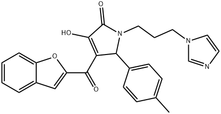 4-(1-benzofuran-2-ylcarbonyl)-3-hydroxy-1-[3-(1H-imidazol-1-yl)propyl]-5-(4-methylphenyl)-1,5-dihydro-2H-pyrrol-2-one Struktur