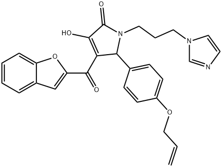 5-[4-(allyloxy)phenyl]-4-(1-benzofuran-2-ylcarbonyl)-3-hydroxy-1-[3-(1H-imidazol-1-yl)propyl]-1,5-dihydro-2H-pyrrol-2-one Struktur