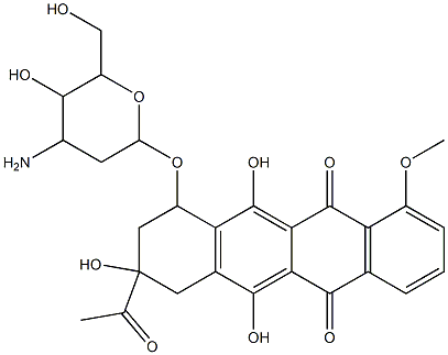 5,12-Naphthacenedione, 8-acetyl-10-((3-amino-2,3-dideoxy-alpha-L-lyxo- hexopyranosyl)oxy)-7,8,9,10-tetrahydro-6,8,11-trihydroxy-1-methoxy-, ( 8S-cis)- Struktur