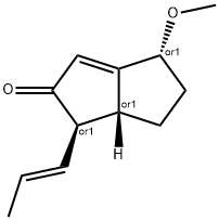 2(1H)-Pentalenone,4,5,6,6a-tetrahydro-4-methoxy-1-(1E)-1-propenyl-,(1R,4R,6aR)-rel-(9CI) Struktur