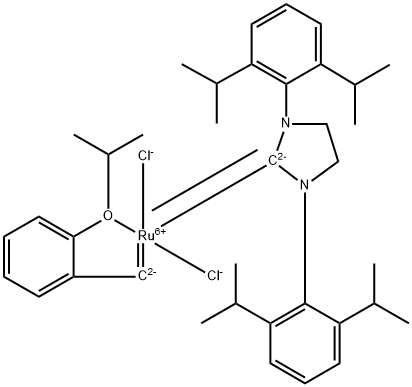 Dichloro[1,3-bis(2,6-isopropylphenyl)-2-imidazolidinylidene](2-isopropoxyphenylmethylene)ruthenium(II) Struktur