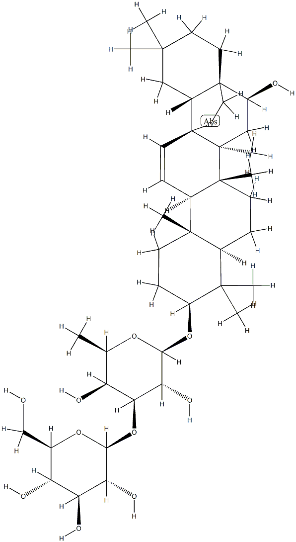 13,28-Epoxy-16β-hydroxyolean-11-en-3β-yl 6-deoxy-3-O-(β-D-glucopyranosyl)-β-D-galactopyranoside Structure