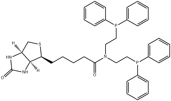 1H-Thieno[3,4-d)imidazole-4-pentanamide, N, N-bis[2-(diphenylphosphino )ethyl]hexahydro-2-oxo-, (3a.alpha., 4.beta.,6a.alpha.)- Struktur