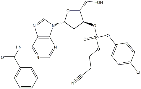 3'-Adenylic acid, N-benzoyl-2'-deoxy-, 4-chlorophenyl 2-cyanoethyl ester Struktur