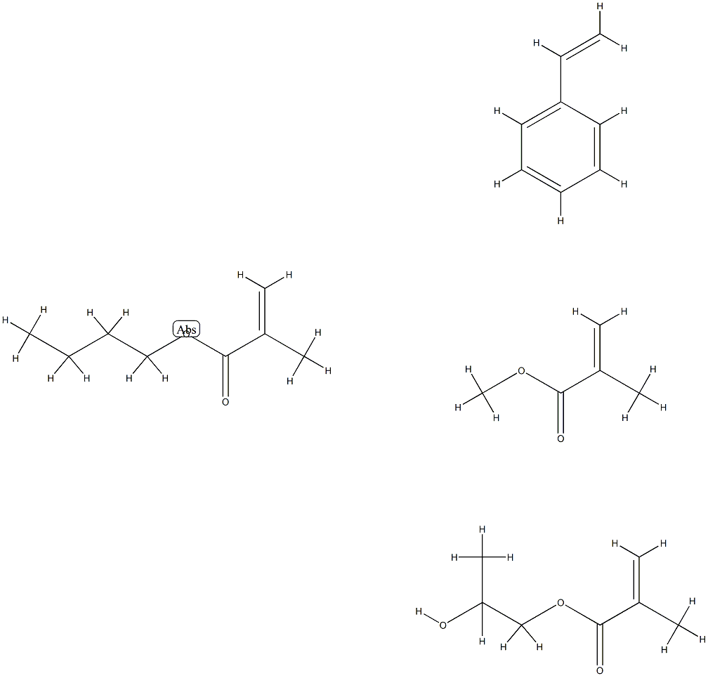 2-Propenoic acid, 2-methyl-, butyl ester, polymer with ethenylbenzene, methyl 2-methyl-2-propenoate and 1,2-propanediol mono(2-methyl-2-propenoate) Struktur