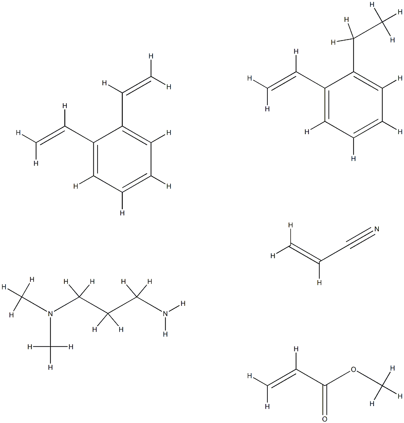 2-Propenoic acid, methyl ester, polymer with diethenylbenzene, ethenylethylbenzene and 2-propenenitrile, hydrolyzed, reaction products with N,N-dimethyl-1,3-propanediamine Struktur