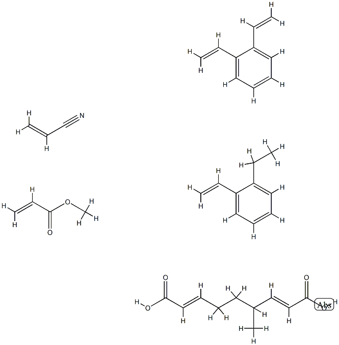 2-Propenoic acid, methyl ester, polymer with diethenylbenzene, ethenylethylbenzene, 1-methyl-1,3-propanediyl di-2-propenoate and 2-propenenitrile, hydrolyzed Struktur