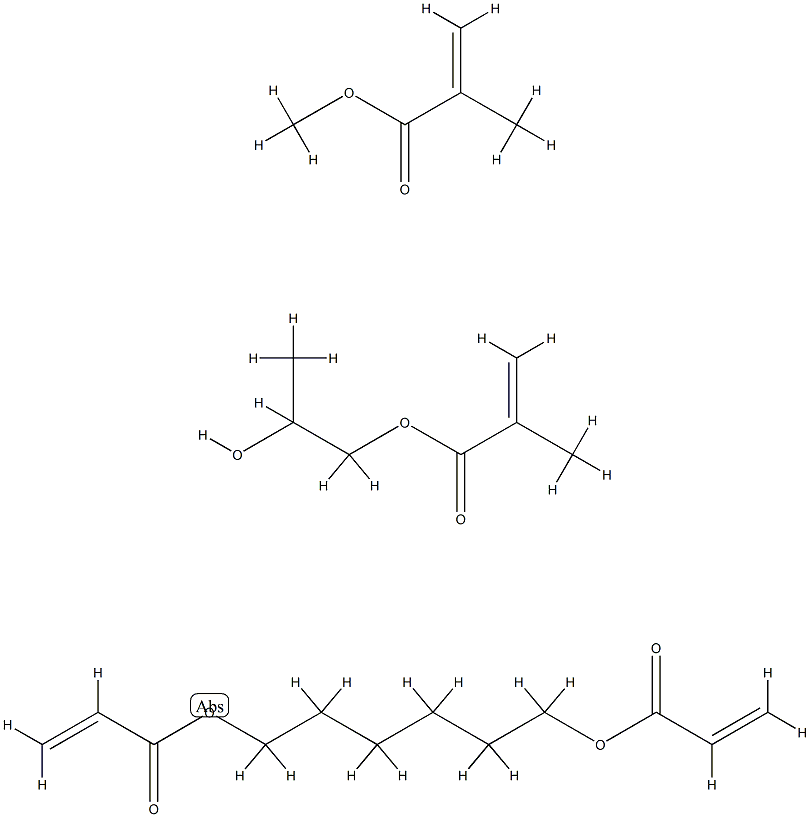 2-Propenoic acid, 2-methyl-, methyl ester, polymer with 1,6-hexanediyl di-2-propenoate and 1,2-propanediol mono(2-methyl-2-propenoate) Struktur