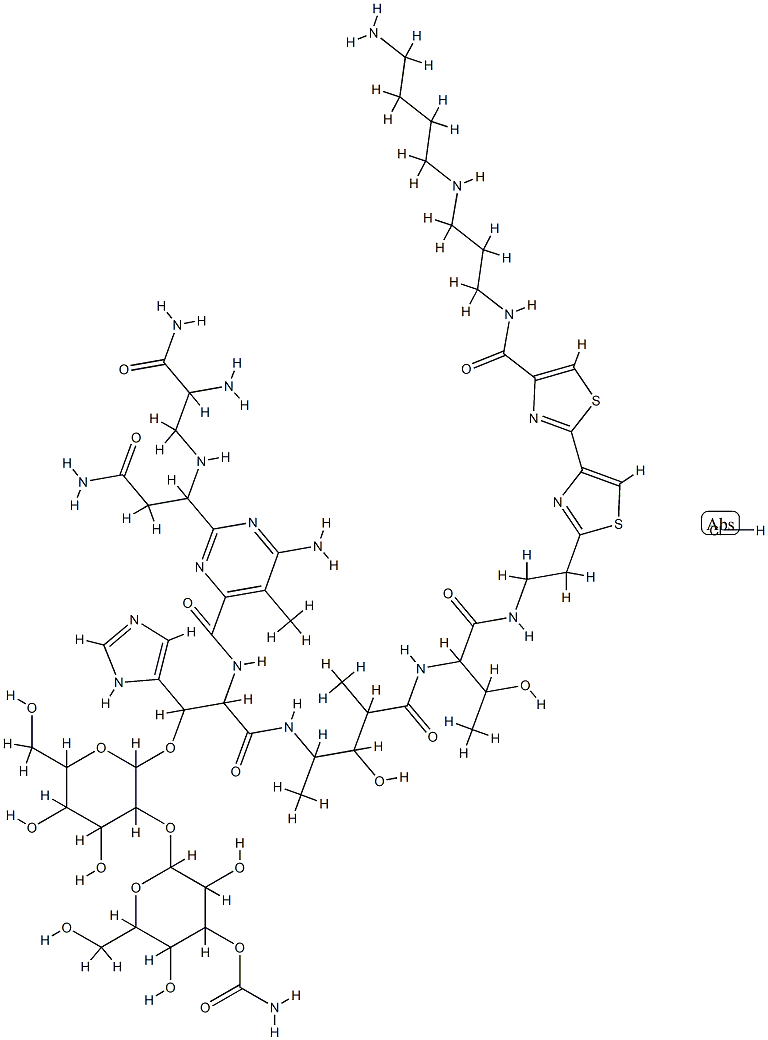 [2-[2-[2-[[6-amino-2-[1-[(2-amino-2-carbamoyl-ethyl)amino]-2-carbamoyl -ethyl]-5-methyl-pyrimidine-4-carbonyl]amino]-2-[[4-[[1-[2-[4-[4-[3-(4 -aminobutylamino)propylcarbamoyl]-1,3-thiazol-2-yl]-1,3-thiazol-2-yl]e thylcarbamoyl]-2-hydroxy-propyl]carbamoyl]-3-hydroxy-pentan-2-yl]carba moyl]-1-(3H-imidazol-4-yl)ethoxy]-4,5-dihydroxy-6-(hydroxymethyl)oxan- 3-yl]oxy-3,5-dihydroxy-6-(hydroxymethyl)oxan-4-yl] carbamate hydrochlo ride Struktur