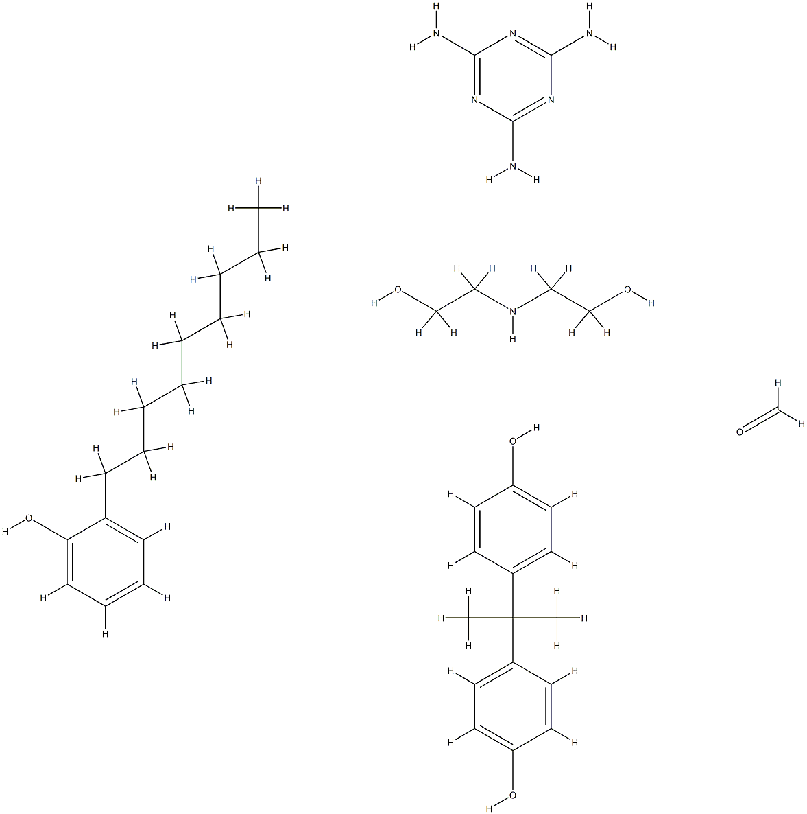 Formaldehyde, polymer with 2,2'-iminobis[ethanol], 4,4'-(1-methylethylidene)bis[phenol], nonylphenol and 1,3,5-triazine-2,4,6-triamine Struktur