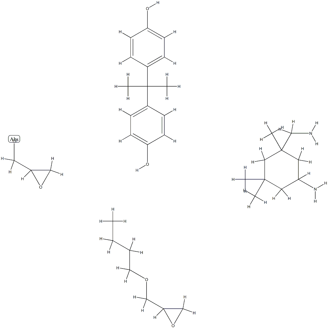 Phenol, 4,4'-(1-methylethylidene)bis-, polymer with 5-amino-1,3,3-trimethylcyclohexanemethanamine, (butoxymethyl)oxirane and (chloromethyl)oxirane Struktur