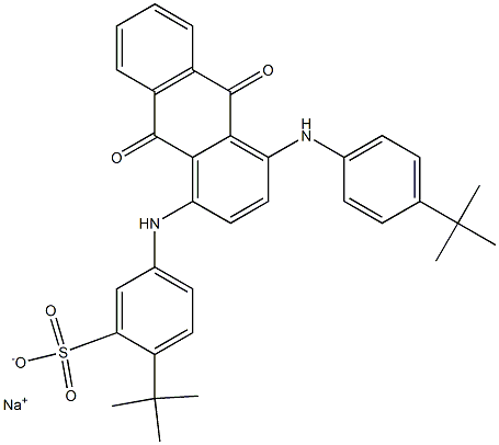 Benzenesulfonic acid, 2(or 5)-(1,1-dimethylethyl)-5(or 2)-[[4-[[4-(1,1-dimethylethyl) phenyl]amino]-9,10-dihydro-9,10-dioxo-1-anthracenyl ]amino]-, sodium salt Struktur