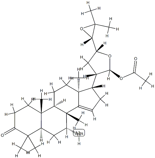 (13S,17S,20S,21S,23R,24S)-21-Acetoxy-21,23:24,25-diepoxy-7α-hydroxy-4,4,8-trimethyl-5α-cholest-14-en-3-one Struktur