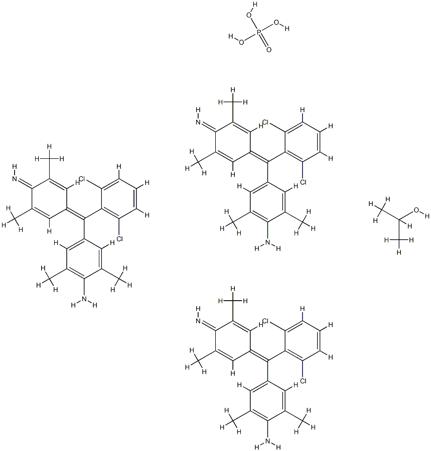 2-Propanol, compd. with 4-[(2,6-dichlorophenyl)(4- imino-3,5-dimethyl-2,5-cyclohexadien-1-ylidene)methyl ]-2,6-dimethylbenzenamine phosphate Struktur