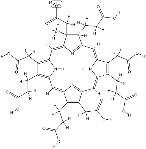 (12S,13S)-3,8,13,17-Tetrakis(carboxymethyl)-12,13-dihydro-13-methyl-21H,23H-porphyrin-2,7,12,18-tetrapropanoic acid Struktur