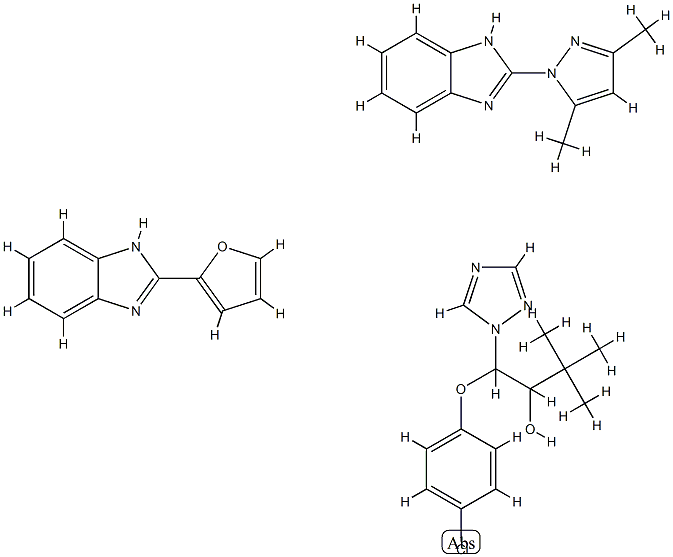 1H-1,2,4-Triazole-1-ethanol, beta-(4-chlorophenoxy)-alpha-(1,1-dimethy lethyl)-, mixt. with 2-(3,5-dimethyl-1H-pyrazol-1-yl)-1H-benzimidazole  and 2-(2-furanyl)-1H-benzimidazole Struktur