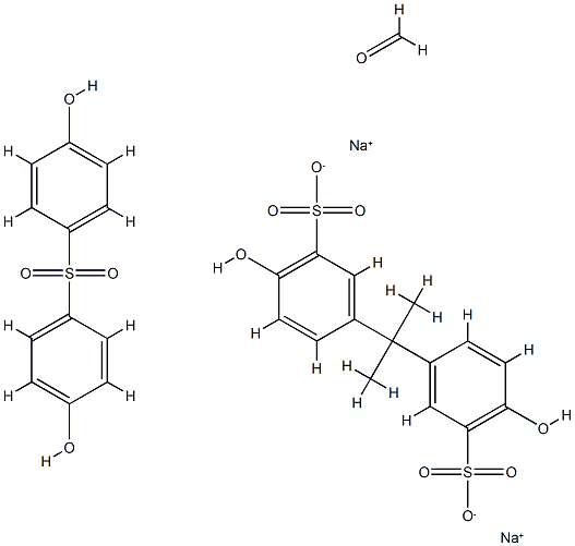 Benzenesulfonic acid, 3,3'-(1-methylethylidene)bis[6-hydroxy-, disodium salt, polymer with formaldehyde and 4,4'-sulfonylbis[phenol] Struktur