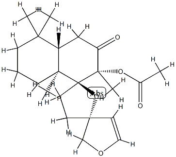 (5'S,3R)-2''β-Acetoxy-3',4',4''aα,5'',6'',7'',8'',8''a-octahydro-2'',5'',5'',8''aβ-tetramethyldispiro[furan-3(2H),2'(5'H)-furan-5',1''(2''H)-naphthalen]-3''(4''H)-one Struktur