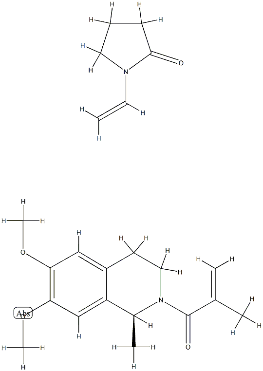 2-Pyrrolidinone, 1-ethenyl-, polymer with (S)-1,2,3,4-tetrahydro-6,7-d imethoxy-1-methyl-2-(2-methyl-1-oxo-2-propenyl)isoquinoline Struktur