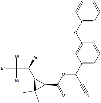 (1R,3S)-2,2-Dimethyl-3-(1,2,2,2-tetrabromoethyl)cyclopropanecarboxylic acid (S)-α-cyano-3-phenoxybenzyl ester Struktur