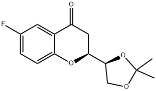 (1’S,2S)-2-[(1’,2’-O-Isopropylidene)dihydroxyethyl]-6-fluorochroman-4-one Struktur