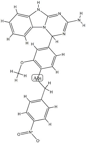 4-{3-methoxy-4-[(4-nitrobenzyl)oxy]phenyl}-1,4-dihydro[1,3,5]triazino[1,2-a]benzimidazol-2-amine Struktur