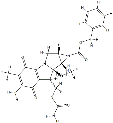 (1S,2S,9S,9aR)-6-Methyl-7-amino-9-(carbamoyloxymethyl)-9a-methoxy-10-(benzyloxycarbonyl)-1,2-epimino-2,3,9,9a-tetrahydro-1H-pyrrolo[1,2-a]indole-5,8-dione Struktur